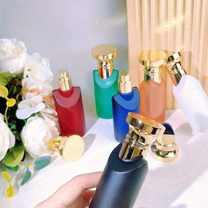 1pc Luxury Refillable Perfume Spray Bottle With Gold Cap And Color Coded Capsule -30ml/1.01oz Elegant Glass Travel Sub Bottle, Suitable For Perfume, Cologne, Cologne Concentrate, Essential Oil, Skin Care Products - Reusable And Durable Glass Bottle (Random Color)