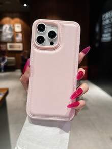 极简高端皮革纹理鼓形手机壳，兼容 17/16 Pro Max、Apple 15/14 Pro、Niche 13 Pro、韩版 12/13，全方位保护软壳，防摔防摔，适用于 17 - 彩色 - 查看 1