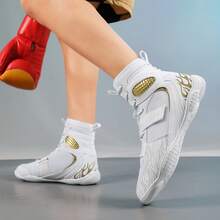 男士摔跤鞋，轻便的Sdtdid拳击鞋，采用超细纤维绒面革制成，适用于健身房、力量举重、健美、训练等。 - 白色 - 查看 5