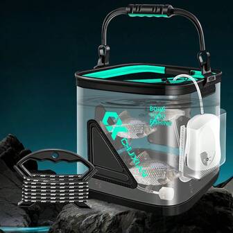 新款透明可折叠鱼桶，户外活鱼桶，便携式钓鱼桶，多用途户外鱼缸水桶