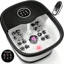 GSYY Collapsible Foot A Bath With Heat Remote Control Temperature Control Bubb Pu Stone Red Lig  16 Mas Roller Pedicure Foot A Foot Soaker For Soothe And  Tired Feet - Black - View 1