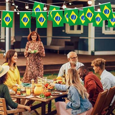 巴西国旗、手挥旗、巴西绳索旗横幅、迷你国旗、世界国旗、活动横幅、教室、花园、节日、盛大开幕、酒吧、体育庆典装饰