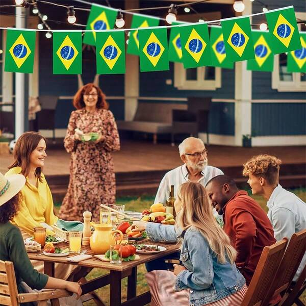 巴西国旗、手挥旗、巴西绳索旗横幅、迷你国旗、世界国旗、活动横幅、教室、花园、节日、盛大开幕、酒吧、体育庆典装饰