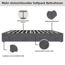 Modern Minimalist Bed Frame, 140*200CM, Grey, In Dutch Velvet, Equipped With Pneumatic Rods, Modern Style Bedroom Furniture, Headboard And Mattress Not Included. - Grey - View 3