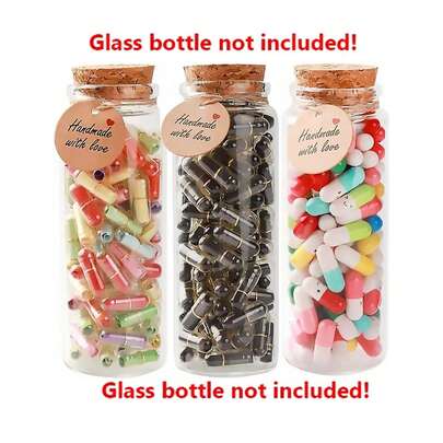 50/100粒爱情丸、忏悔丸、情人节情书胶囊、表情胶囊、彩色字母卷、许愿瓶、漂流瓶配件（无瓶子）、返校情人节