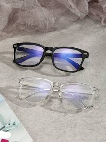 1pc/2pcs Geometric Frame Men Modern Simple Style Classy Aesthetic Clear Glasses For Back To School Office Reading Daily Life Accessories