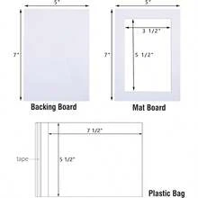 NewAcid Free 5 Pack 5x7 Pre-Cut Mat Board Show Kit For 4x6 Photos Prints Or Artworks 5 Core Bevel Cut Matts And 5 Backing Boards And 5 Crystal Plastic Bags White - 白色 - 查看 3