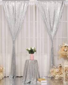 2 Packs Sequin Backdrop Curtain 2x8FT - Glitter Sparkling Photo Background & Room Curtains, Perfect For Christmas Decorations, Wedding Supplies, Halloween, 1/2pcs Graduation, Valentine's Day, Baby Showers, Engagement & Bachelorette Parties. Suitable For Home Décor (Living Room, Bedroom, Kitchen), Shower Curtains, Selfie Wall, Table Center Decor, Bridal Accessories & Events. Available In Multiple Colors, Sparkle Design Enhances Any Space – Ideal For Photography, Holiday Parties & Daily Room Decoration. - bạc - Xem 9