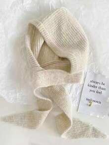 1件套帽子围巾一体式保暖针织帽女士冬季护耳拉法帽毛线帽女士冬季服装情人节礼物