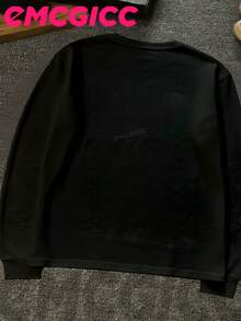 EMCGICC Manfinity Y2k Long Sleeve Shirts ,Graphic T Shirt Cotton 250g,Fashionable Hip-Hop For Men -  Long Sleeve T-Shirts, Funny Vintage Shirts,Regular Fit, Street Style, Digital Print,  Ideal Gift - 黑色 - 查看 3