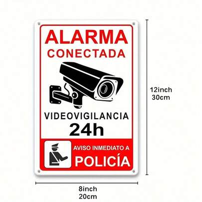 1pc Classic Wooden Video Surveillance Sign, 24-Hour CCTV Security Alert, Home & Business Decor Plaque, Quick Alarm System, Wall-Mounted, No Power Needed, 8" X 12"