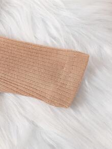 3pcs Baby Girls Christmas Outfit Set: Long Sleeve "My 1st Christmas" Printed Romper With Ruffle Collar, Santa Claus Print Pinafore Dress With Bow Decor, And Bow Headband. Suitable For Christmas Wear - Camel - View 6