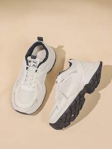 2025 Autumn New Arrival Women's Chunky Sneakers, Thick Sole Elevated, Casual White Shoes, Student Shoes, Versatile Sporty Sneakers - Blue - View 4