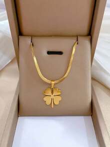 1pc Stainless Steel Necklace, Vintage Gold Flower Pendant, Thick Twisted Chain, Fashion Charm Necklace For Women, Mother's Day Gift, Valentine's Day Gift, New Year Party Gift, Holiday Gift, Anniversary Gift