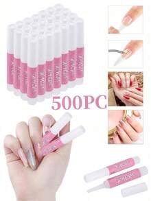 500支装专业美甲胶水，适用于亚克力和贴片式美甲——速干持久，2克/0.07盎司管装