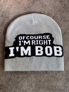 1pc These Men's Knit Beanies With "OF COURSE I'M RIGHT I'M BOB" Lettering Come In Multiple Colors, Offering A And Warm Design, Making Them Ideal Fashion-Forward Winter Headwear - Multicolor - View 5