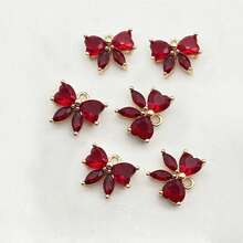 2/4/6pcs Copper-Plated Zirconia Bowknot Pendant, Vintage Hair Clip Earring Necklace Brooch DIY Jewelry Accessories Valentines - Multicolor - View 10