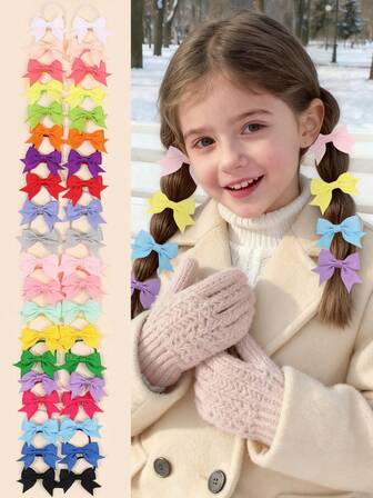 40 st. flerfärgad hårsnodd för flickor pastellfärgad grosgrain band rosett gummiband elegant daglig hårring casual ren färg hårsnodd söt flicka hästsvans hårsnodd barn håraccessoarer