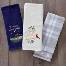 SKL Home - Juego de 2 Toallas de Mano de Trineo de muñ de Nieve para Navidad, Invierno, para baño, Cocina, Bar y Regalo, Color Azul(Cielo y naturaleza cantan) - Multicolor - Ver 5