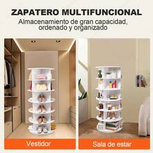 Zapatero giratorio, estilo torre, estantería de 6 niveles, expositor de zapatos giratorio vertical, zapatero blanco, estante giratorio redondo - Blanco - Ver 8