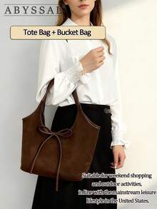 Vintage Matte Tote Bag Women Large Capacity Casual Bucket Bag Fashion Single Shoulder Handbag Retro Frosted Large Capacity Tote Bag Women's Casual Bucket Bag Chic Top-Handle Handbag Y2K Vintage Matte Finish Tote Bag Large Capacity Women Casual Bucket Bag Shoulder Handbag  Thanksgiving Accessory  Christmas Market Bag [US Local Warehouse] - 彩色 - 查看 8