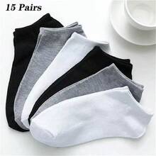 10/20 Pairs Black Solid Color Casual Ankle Socks, Unisex, Comfortable & Minimalist, All Season