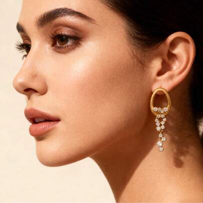 一对立方氧化锆耳环，复古宫廷风格，闪亮奢华时尚耳环