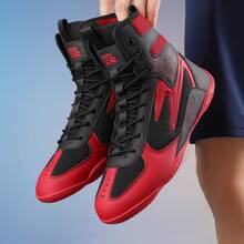 Men's Wrestling Shoes With Lightweight,Sdtdid Boxing Shoes Made Of Micro Suede For Gym,Powerlifting,Bodybuilding,Training Etc. - Black and Red - View 4