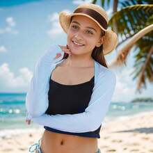 1pcs Of Ice Sleeves Specifically Designed For Running And Cycling, Women's UV Cooling Arm Sleeves, Fishing Outdoor Sun Protection Sleeves, Breathable Elastic Ice Silk Fabric, Women's Cool Sun Protection Ice Sleeves, Outdoor Cycling UPF50+Cooling Arm Sleeves, Breathable Thin Fishing Sun Protection Arm Sleeves, Ice Sensitive Fabric, Breathable Elasticity, Multiple Colors To Choose From, Running And Cycling Equipment, Ice Silk Sleeve Sleeves - 藍色 - 查看 4