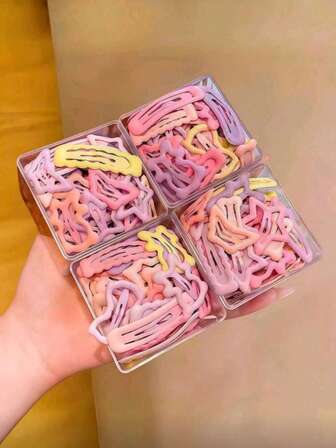 100pcs/Set Macaron Color Assorted HairClips, Cute Heart, Star, Wave Shaped Hair AccessoriesIn Compartment Box, Suitable For Girls And Women,Versatile For Daily, Date, Party Occasions, Random Style,Hair Slide, Hair Barrettes, Hair Claws