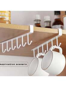 No Screw Kitchen Cabinet Mug Rack For Coffee Cups Teacups, Versatile Closet Underwear Ties Scarf Hanger, Easy To Slide And Fix Storage Hooks, Durable Iron Hanging Rack For Kitchen And Wardrobe, Space Saving And Keeps Items Organized,1pc/Wall Mounted Multifunctional Organiser - Multicolor - View 11