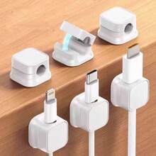 6pcs Magnetic Cable Organizer Clips, Desk Wire Management Holder, Adhesive Charging Cable Winder Mount For Bedroom, Kitchen, Office
