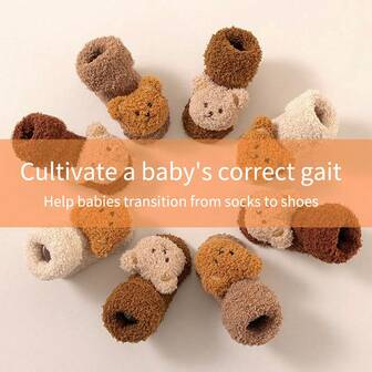 1 Pair Children's Socks, Toddler Girls' Coral Fleece Non-Slip House Socks, Cartoon Accessory Socks, Anti-Slip Trampoline Socks, Cute & Funny Socks, Boys' Fluffy Warm Socks, Girls' Sleeping Socks, Unisex Couple Socks, Suitable For Halloween, Christmas, Birthday, Holiday, Couple, Mom, Daughter Gifts