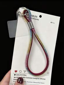 奢华水钻挂绳腕带,高品质水钻嵌入式腕饰,时尚耐用的防丢失手机配件(由尖底水钻制成,可能有轻微脱落)送给母亲、家人、朋友、生日、节日的礼物手机饰品、手机链 - 彩色 - 查看 26