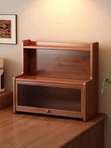 2 Ripiani in Bambù Naturale, Scaffale Organizzativo da Cucina con Copertura Antipolvere, Portaspezie, Scaffale Organizzativo da Bancone per Tazze, Condimenti, Libri, Piante in Vaso - Scaffale Multifunzionale, Ideale per Casa e Ufficio - Multicolore - Visualizzare 5