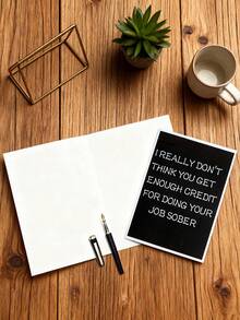 1/10Pcs Funny Text Black Greeting Cards - Party Cards With Envelopes, Suitable For Giving To Your Friends ﻿ - Multicolor - View 4