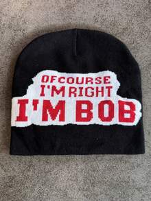 1pc These Men's Knit Beanies With "OF COURSE I'M RIGHT I'M BOB" Lettering Come In Multiple Colors, Offering A And Warm Design, Making Them Ideal Fashion-Forward Winter Headwear - Multicolor - View 3