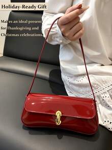 Vintage Faux Oiled Leather Flap Over Underarm Shoulder Bag For Women, Glossy Waxed-Finish PU Leather Shoulder Purse With Premium Hardware, Retro-Inspired Crossbody For Daily Commute,Outing, Party, Date Nights And Shopping, Quality Metal Accents Bag Fits Phone And Wallet In Burgundy, Black And Coffee Brown,Perfect Thanksgiving & Christmas Gift[US Local Warehouse] - 彩色 - 查看 7