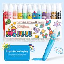 12 支可爱大号蜡笔，12 色可旋转蜡笔可水洗蜡笔丝滑大号蜡笔，用于着色、绘画