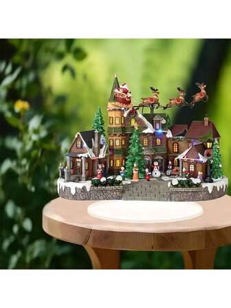 2D Flat, 2D Bohemian Acrylic Christmas Village Desktop Decor | Santa And Reindeer Sleigh Scene, Snow-Covered House | Multi-Purpose Holiday Display For Home And Office | Festive 2D Design, Christmas Centerpiece Decoration | Winter Village Scenery | Seasonal Lighting, Outdoor Christmas Ornament, 2D Flat