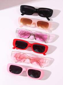 6pcs/Set Square Frame Fashion Glasses, Fashionable & Unique Style For Teens And Young Adults - Multicolor - View 5