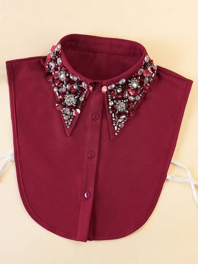 1pc Solid Color Luxury Beaded & Sequin Embellished Detachable Collar, Bohemian Style, Versatile Fashion Accessory,Festival,Travel