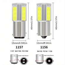 2pcs COB LED Car Lights - High Quality, 1156 BA15S & 1157 BAY15D, 12V White & Red, 8000K/6000K/4300K Color Temperatures, Durable Plastic With Secure Mounting Brackets, 36V Operating Voltage, No Battery Needed, Car Light