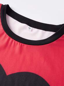 Valentines Day Matching Family Pajamas Set Stylish Love Heart Pattern Family Matching Outfits - Red - View 4