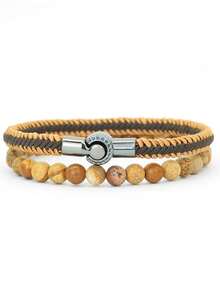 diffone 2 Pcs/Set Handmade 6mm Stone Beads Bracelet Magnetic Rope Couple Bracelet For Men Wristband Jewelry - Men's Bracelet Set - View 8