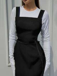 Women's Strap Design Jumper Dress, Suitable For Family Gatherings And Parties, Thanksgiving Black - Black - View 6