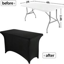 Mantel rectangular de 4 pies de largo de spandex elástico, color negro - Negro + 48" x 30" (Rectangular) - Ver 2