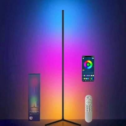 Single-Unit LED Corner Floor Light - Features 16 Million Colors And 230 Dynamic Lighting Modes - Supports App/Remote Control - Synchronizes With Music - Easy Installation - Suitable For Living Rooms, Game Rooms, And Other Spaces.