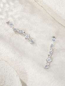 925 Sterling Silver Moissanite Earrings, Unique Design, Hypoallergenic, Suitable For Valentine's Day, Mother's Day, Wedding, Engagement, Birthday, Anniversary, Oxidation-Resistant Packaging - Earrings - View 7