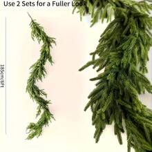 Christmas Real Touch Norfolk Pine Garland – 6FT Artificial Green Winter Greenery For Table, Mantle, Wall, Indoor & Outdoor Holiday Decorations - màu xanh lá - Xem 5